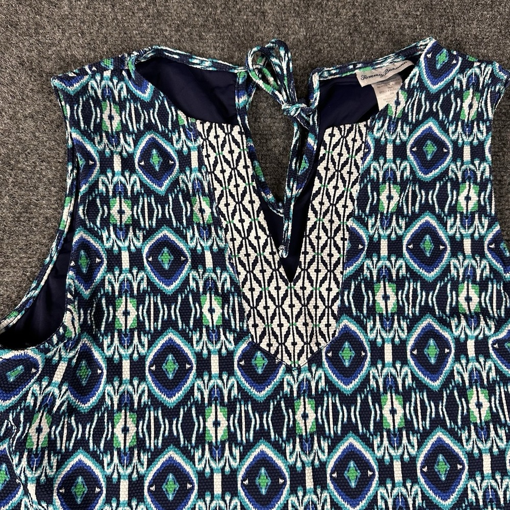 Tommy Bahama Ikat Beach Split-Neck Romper Dress  W/under Shorts Blue Sz Medium - Picture 4 of 11
